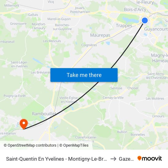 Saint-Quentin En Yvelines - Montigny-Le-Bretonneux to Gazeran map