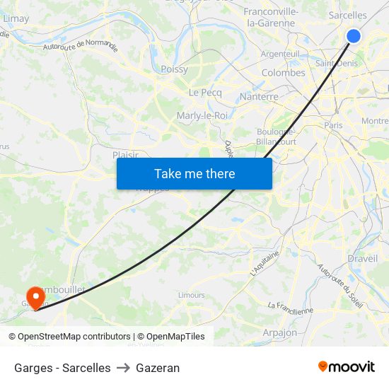 Garges - Sarcelles to Gazeran map
