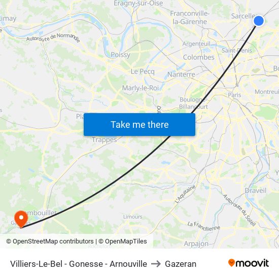 Villiers-Le-Bel - Gonesse - Arnouville to Gazeran map
