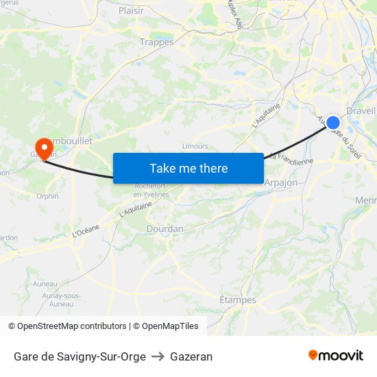 Gare de Savigny-Sur-Orge to Gazeran map