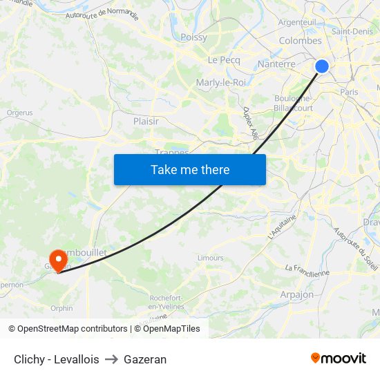 Clichy - Levallois to Gazeran map