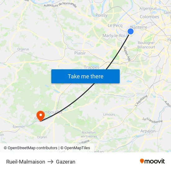 Rueil-Malmaison to Gazeran map