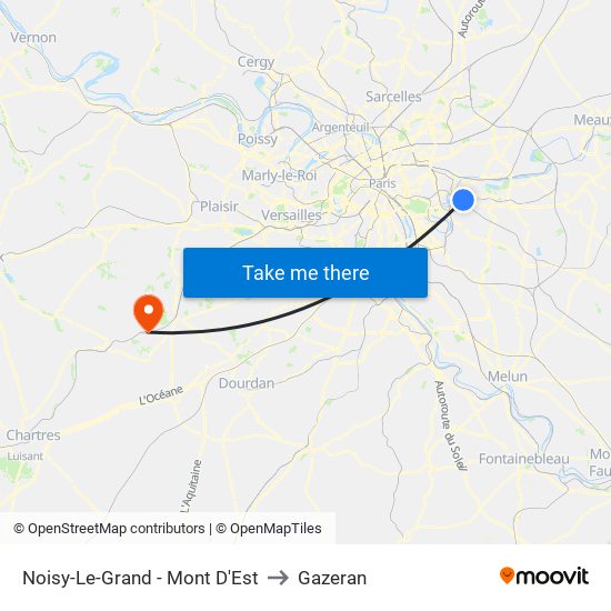 Noisy-Le-Grand - Mont D'Est to Gazeran map