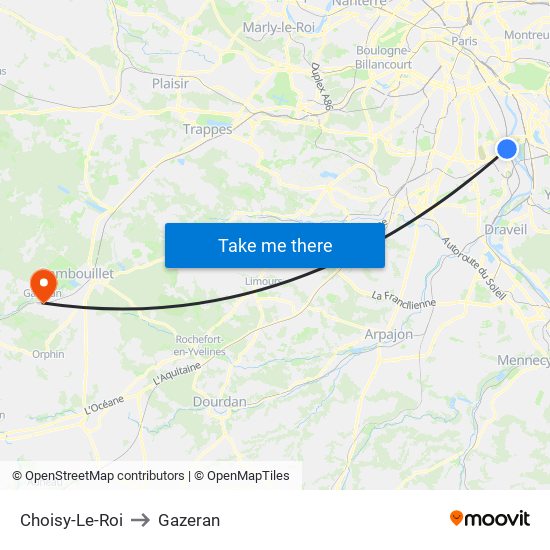 Choisy-Le-Roi to Gazeran map