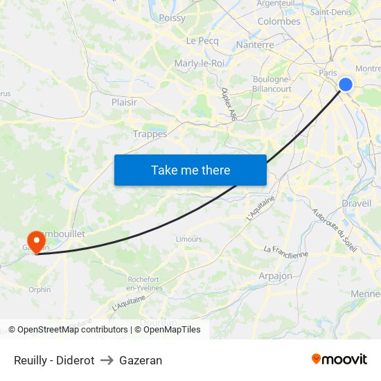 Reuilly - Diderot to Gazeran map