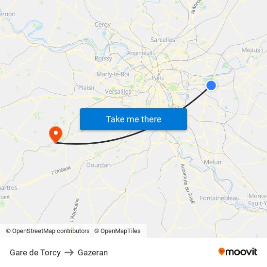 Gare de Torcy to Gazeran map