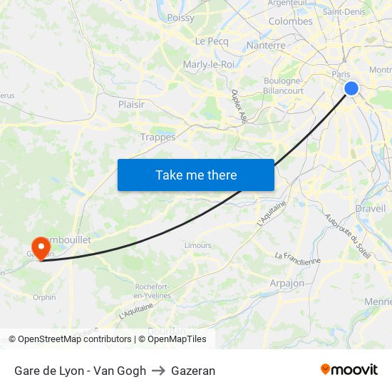 Gare de Lyon - Van Gogh to Gazeran map