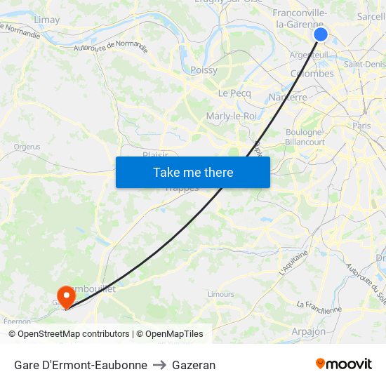 Gare D'Ermont-Eaubonne to Gazeran map