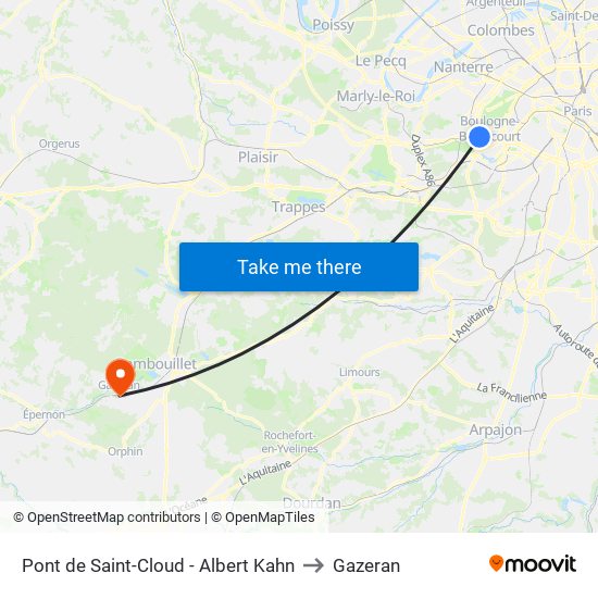 Pont de Saint-Cloud - Albert Kahn to Gazeran map