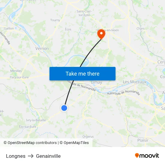 Longnes to Genainville map