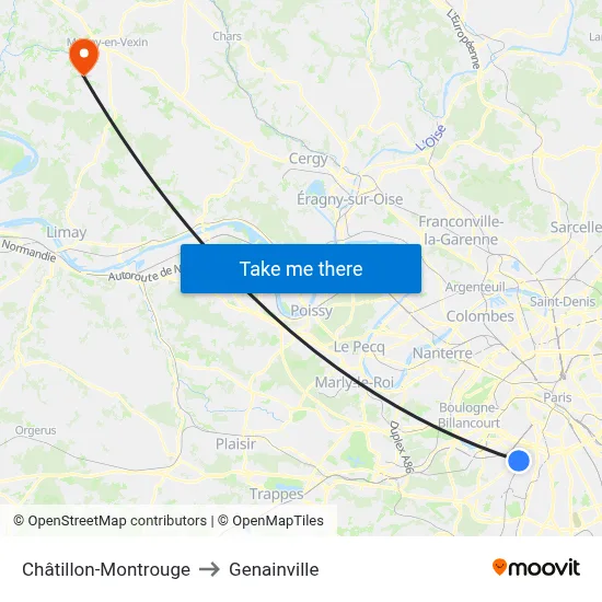Châtillon-Montrouge to Genainville map
