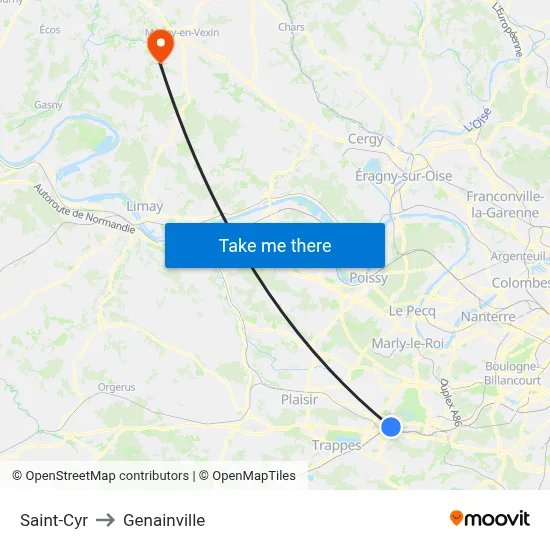 Saint-Cyr to Genainville map