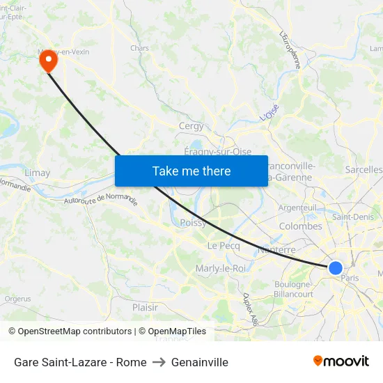 Gare Saint-Lazare - Rome to Genainville map