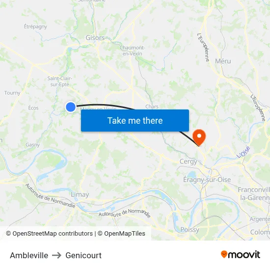 Ambleville to Genicourt map