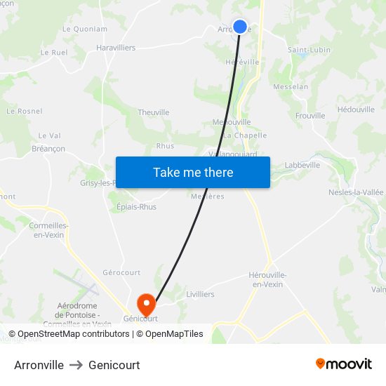 Arronville to Genicourt map