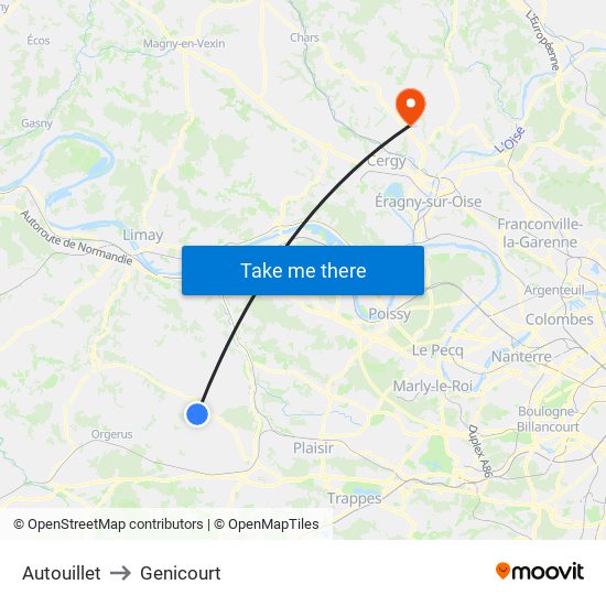 Autouillet to Genicourt map