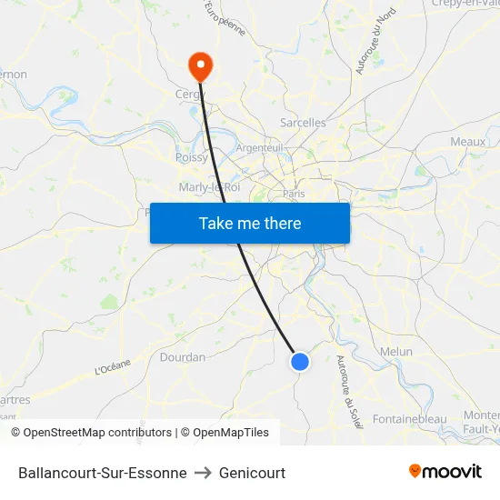 Ballancourt-Sur-Essonne to Genicourt map