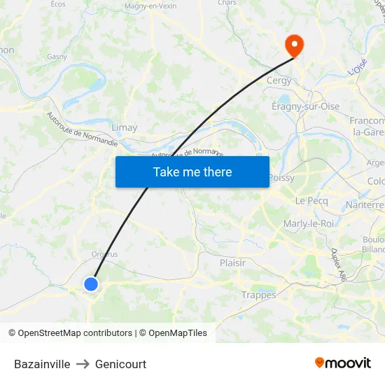 Bazainville to Genicourt map