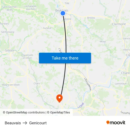 Beauvais to Genicourt map