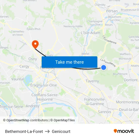 Bethemont-La-Foret to Genicourt map