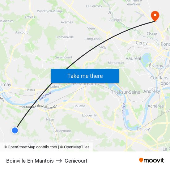 Boinville-En-Mantois to Genicourt map