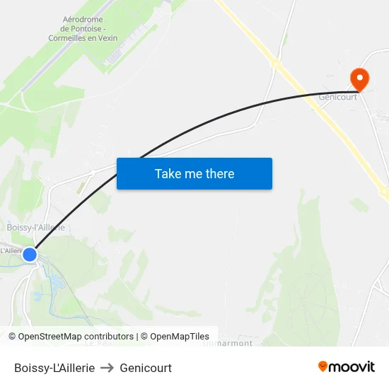 Boissy-L'Aillerie to Genicourt map