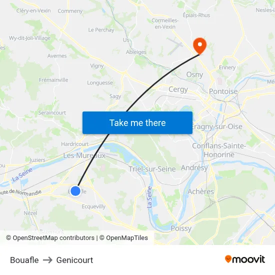 Bouafle to Genicourt map