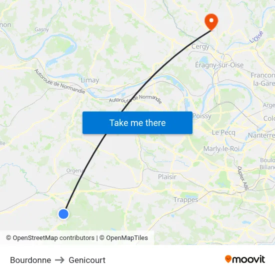 Bourdonne to Genicourt map