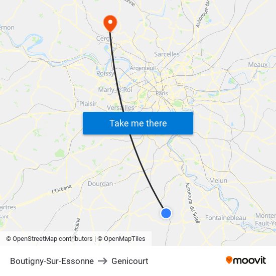 Boutigny-Sur-Essonne to Genicourt map