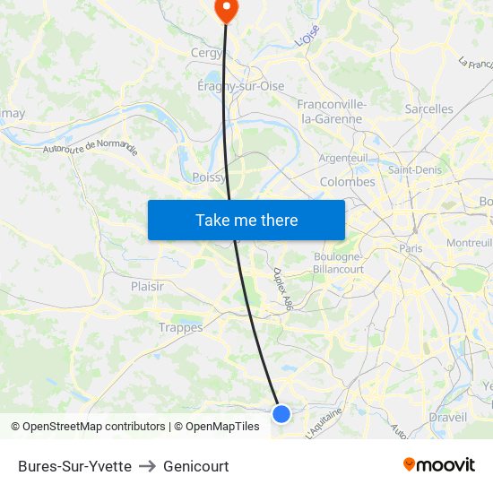 Bures-Sur-Yvette to Genicourt map