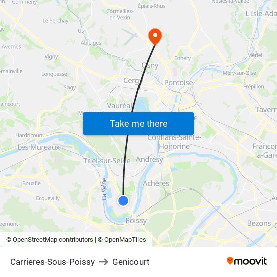 Carrieres-Sous-Poissy to Genicourt map