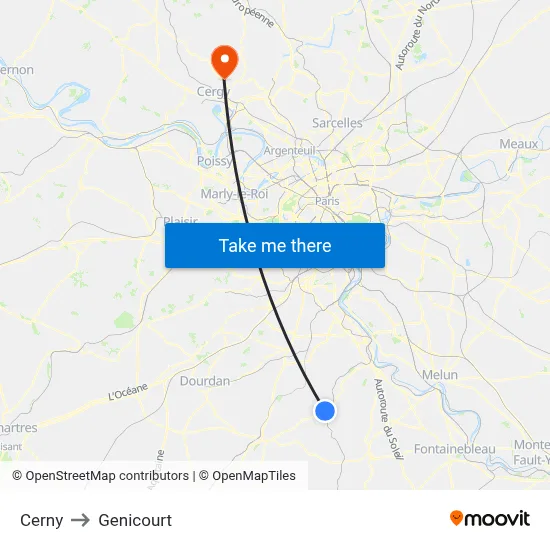 Cerny to Genicourt map