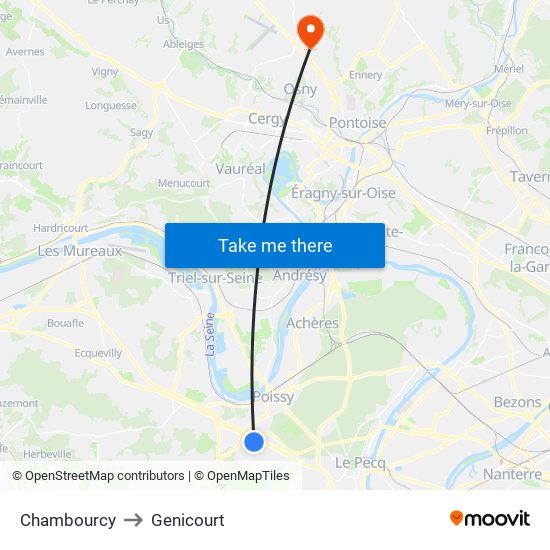Chambourcy to Genicourt map
