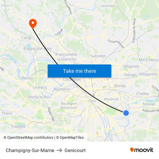 Champigny-Sur-Marne to Genicourt map