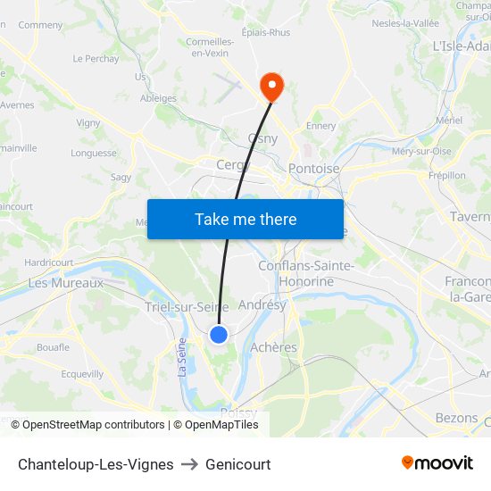 Chanteloup-Les-Vignes to Genicourt map