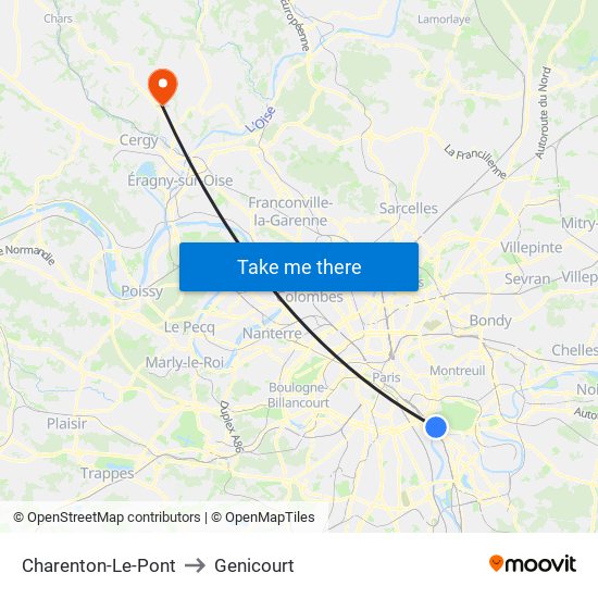 Charenton-Le-Pont to Genicourt map