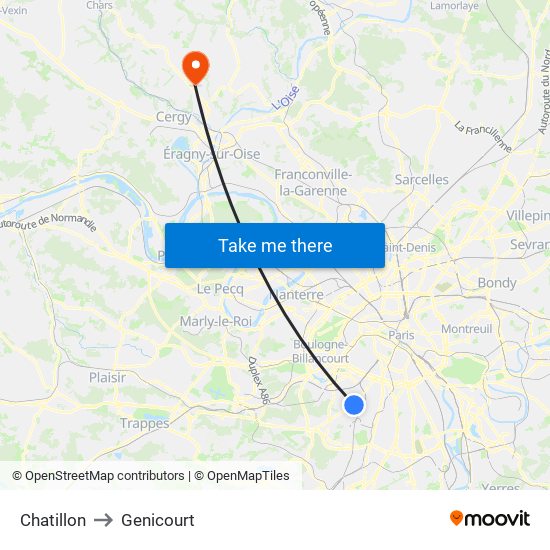 Chatillon to Genicourt map