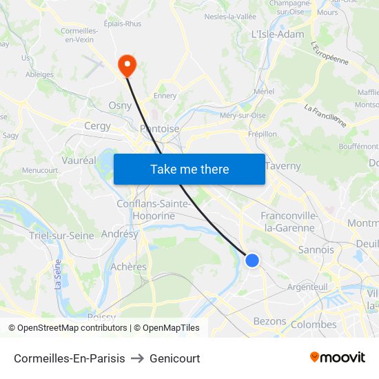 Cormeilles-En-Parisis to Genicourt map