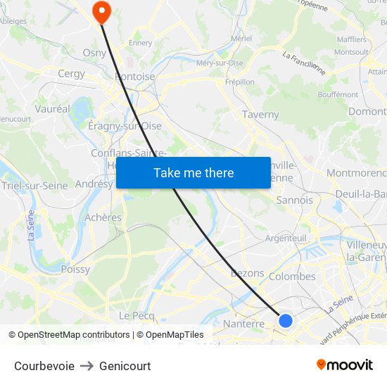 Courbevoie to Genicourt map