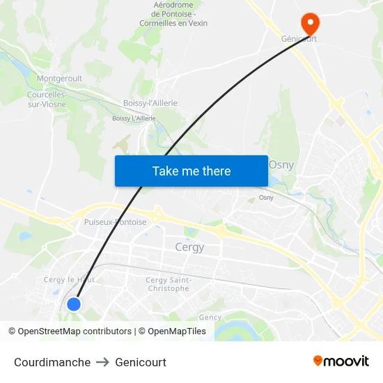 Courdimanche to Genicourt map