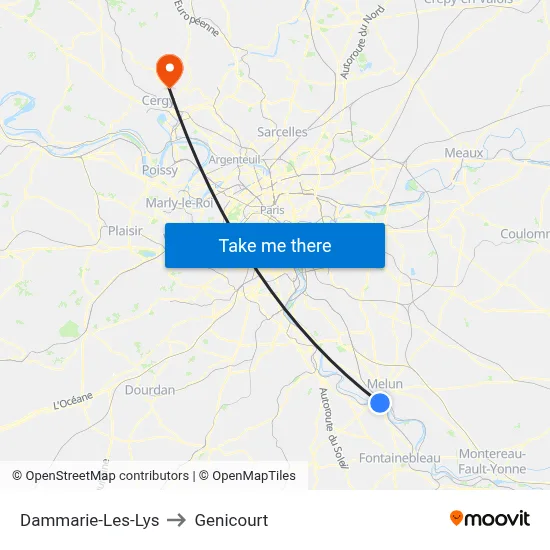 Dammarie-Les-Lys to Genicourt map