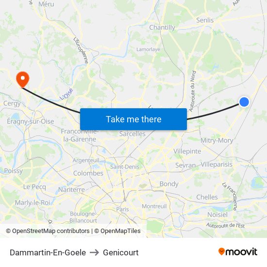 Dammartin-En-Goele to Genicourt map