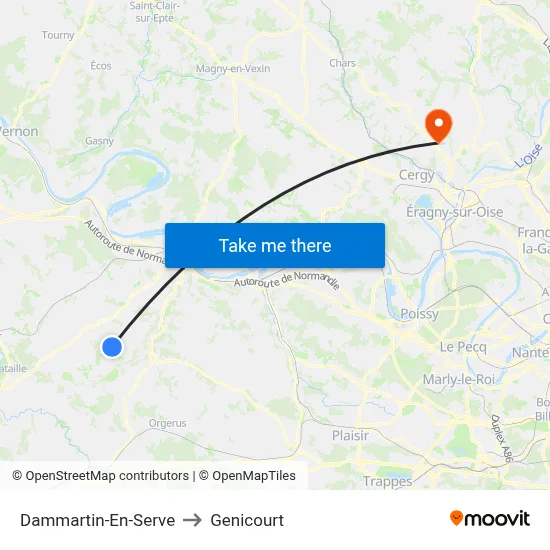 Dammartin-En-Serve to Genicourt map