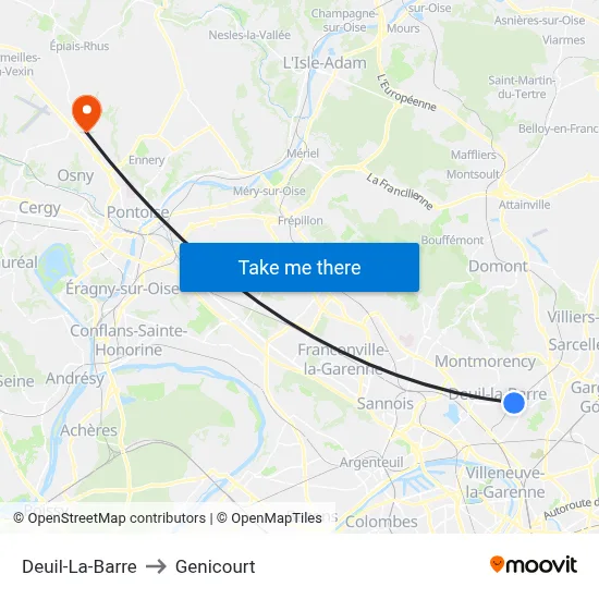 Deuil-La-Barre to Genicourt map
