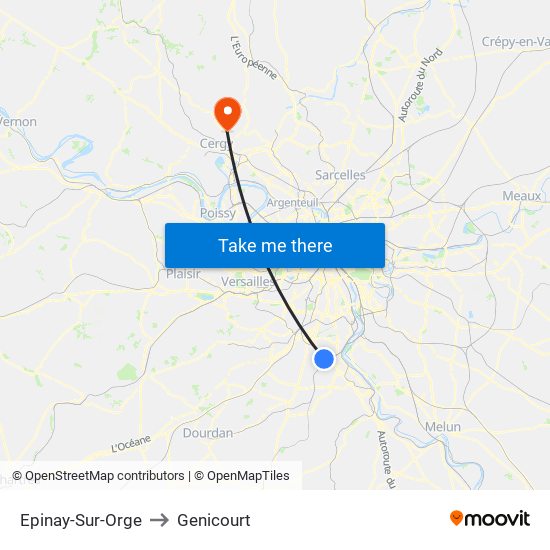 Epinay-Sur-Orge to Genicourt map