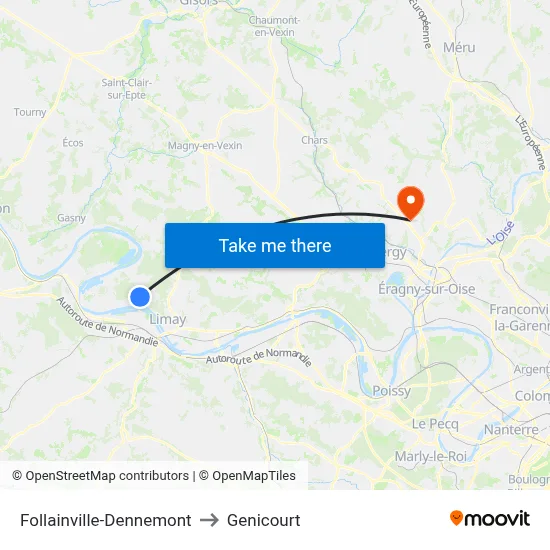 Follainville-Dennemont to Genicourt map