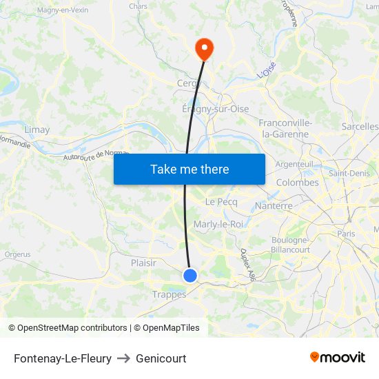 Fontenay-Le-Fleury to Genicourt map