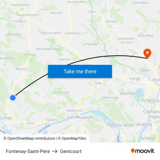 Fontenay-Saint-Pere to Genicourt map