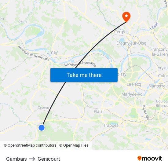 Gambais to Genicourt map