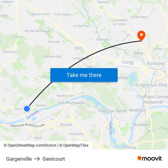 Gargenville to Genicourt map